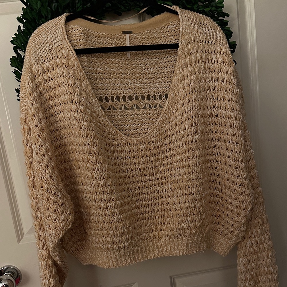 ✨Free People Coconut Cozy Beige Knit Sweater LK NEW!Large✨